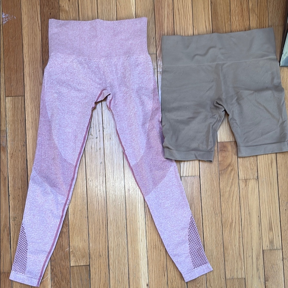 Pink and Tan Leggings Set